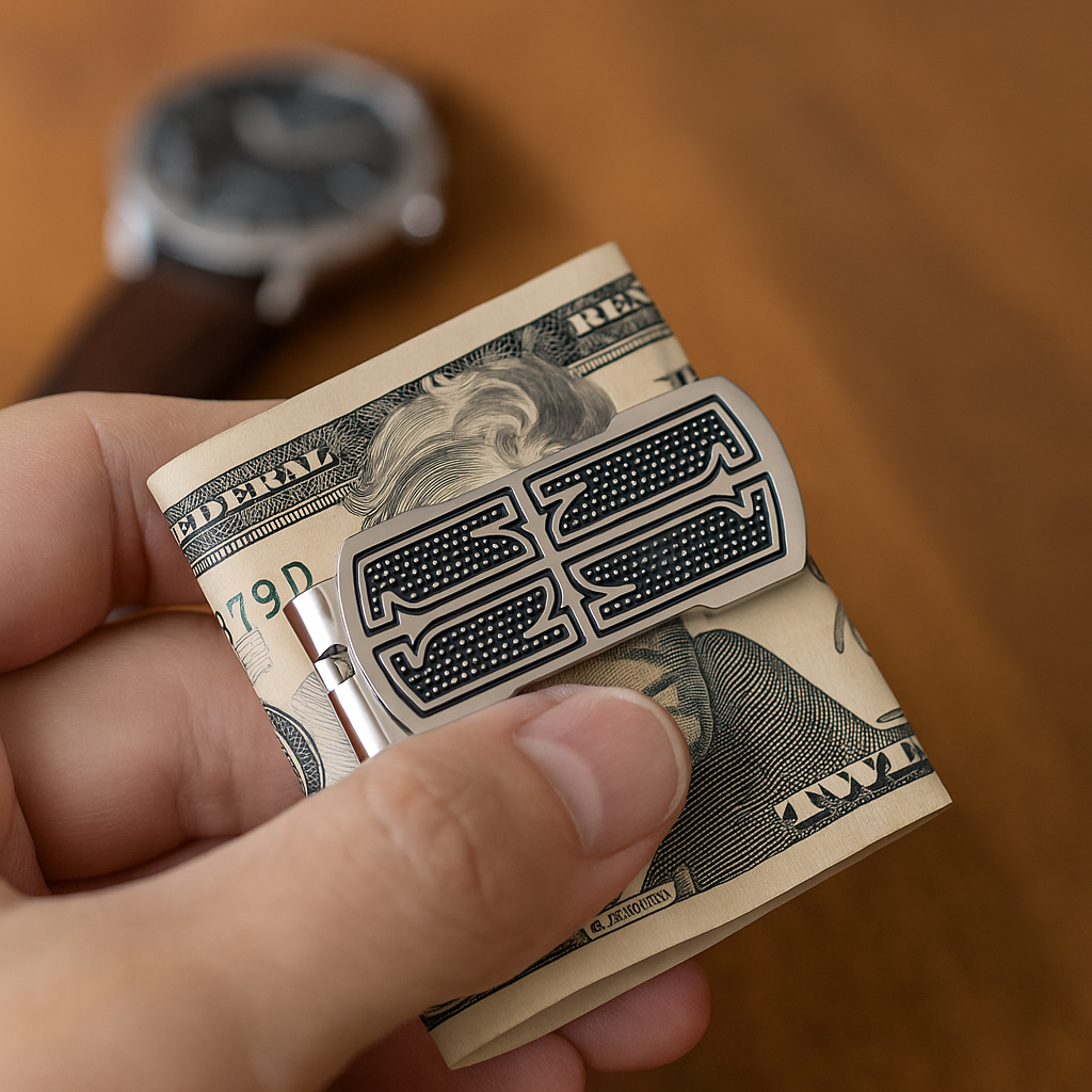 Silvertone Money Clip with Gothic Cross Center | Men’s Money Clip