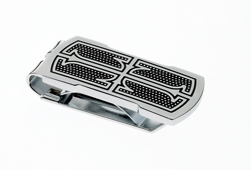 Silvertone Money Clip with Gothic Cross Center | Men’s Money Clip