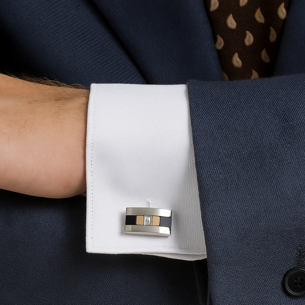 Luxury 18KT Gold, Stainless Steel & Titanium Cuff Links with Genuine Diamonds | Men’s Designer Cufflinks