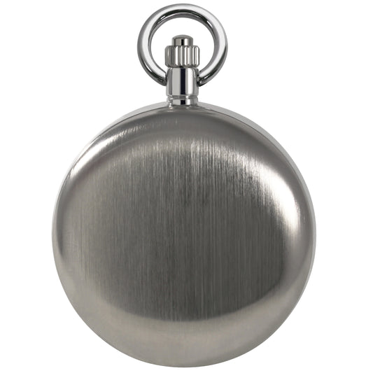 Silvertone Skeleton Pocket Watch – Gold Movement, Black Hands, Double Cover