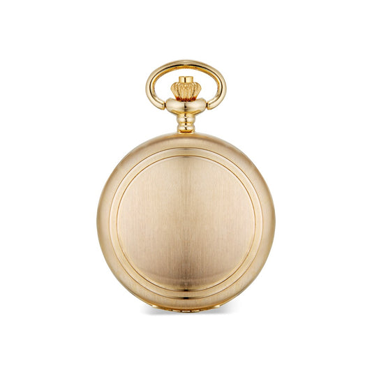 Brushed Goldtone Skeleton Pocket Watch with Engraving Plate