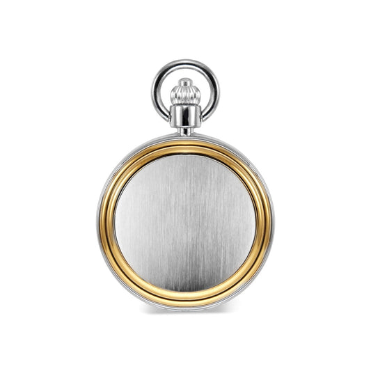 Polished Goldtone Bezel Pocket Watch with Brushed Silvertone Case