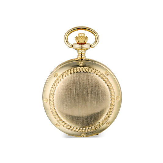 Pocket Watch – Brushed Goldtone with Cable Bezel
