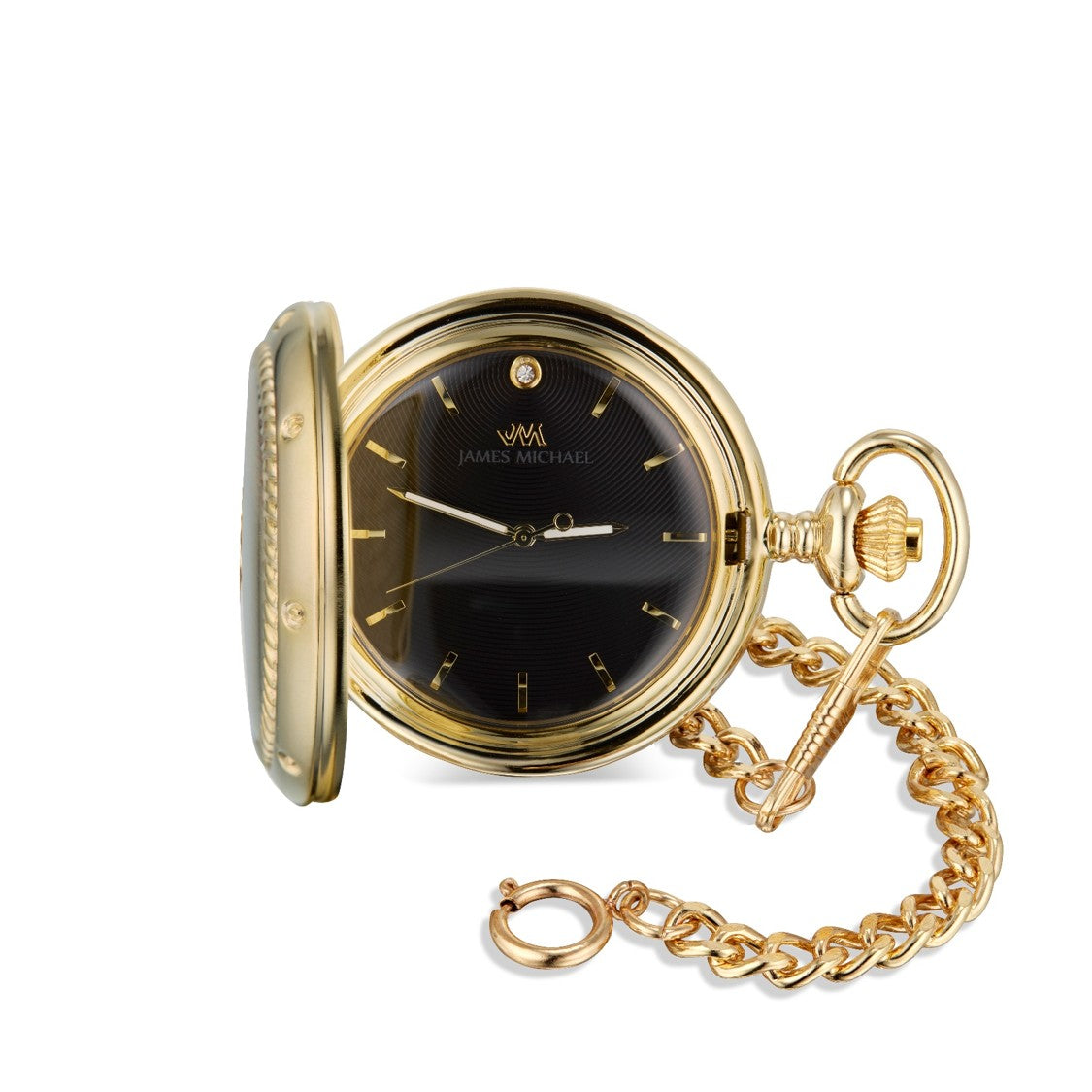 Pocket Watch – Brushed Goldtone with Cable Bezel