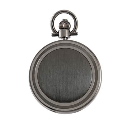 Gunmetal Skeleton Pocket Watch – Grey Romans, Engraving Plate Included